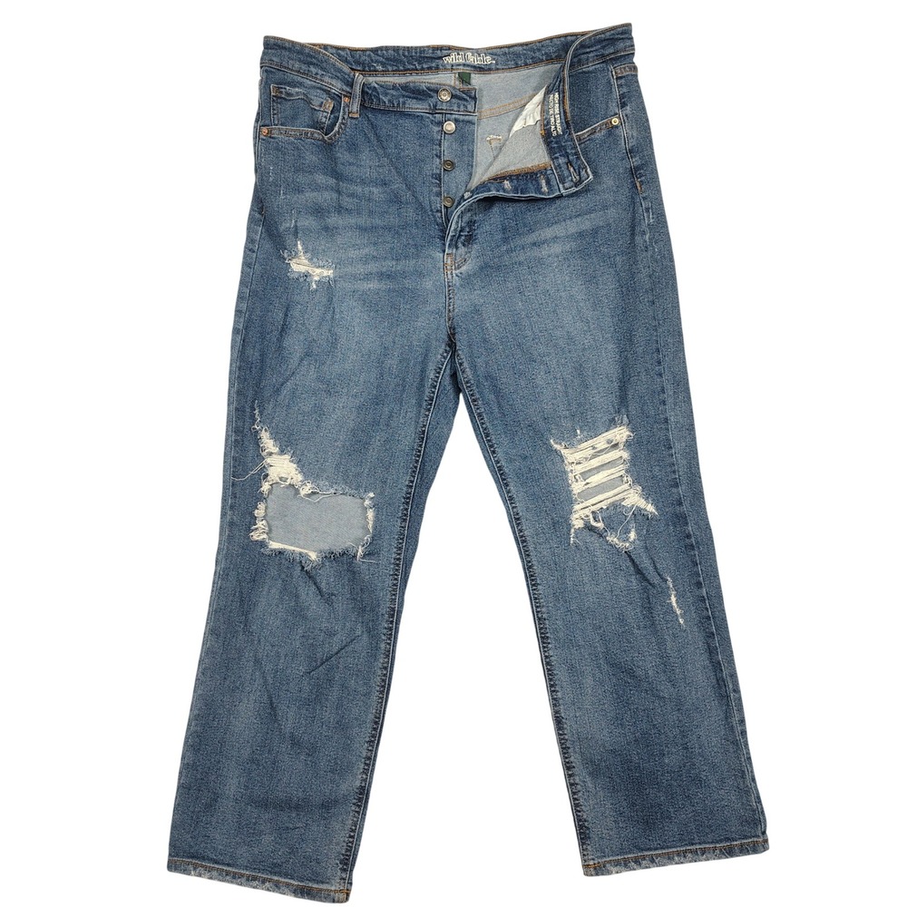 Wild Fable Jeans Women 18 Distressed High Rise Straight Blue Denim
